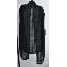 Damen Lange Ärmellos Opean Patterned Strick Strickjacke